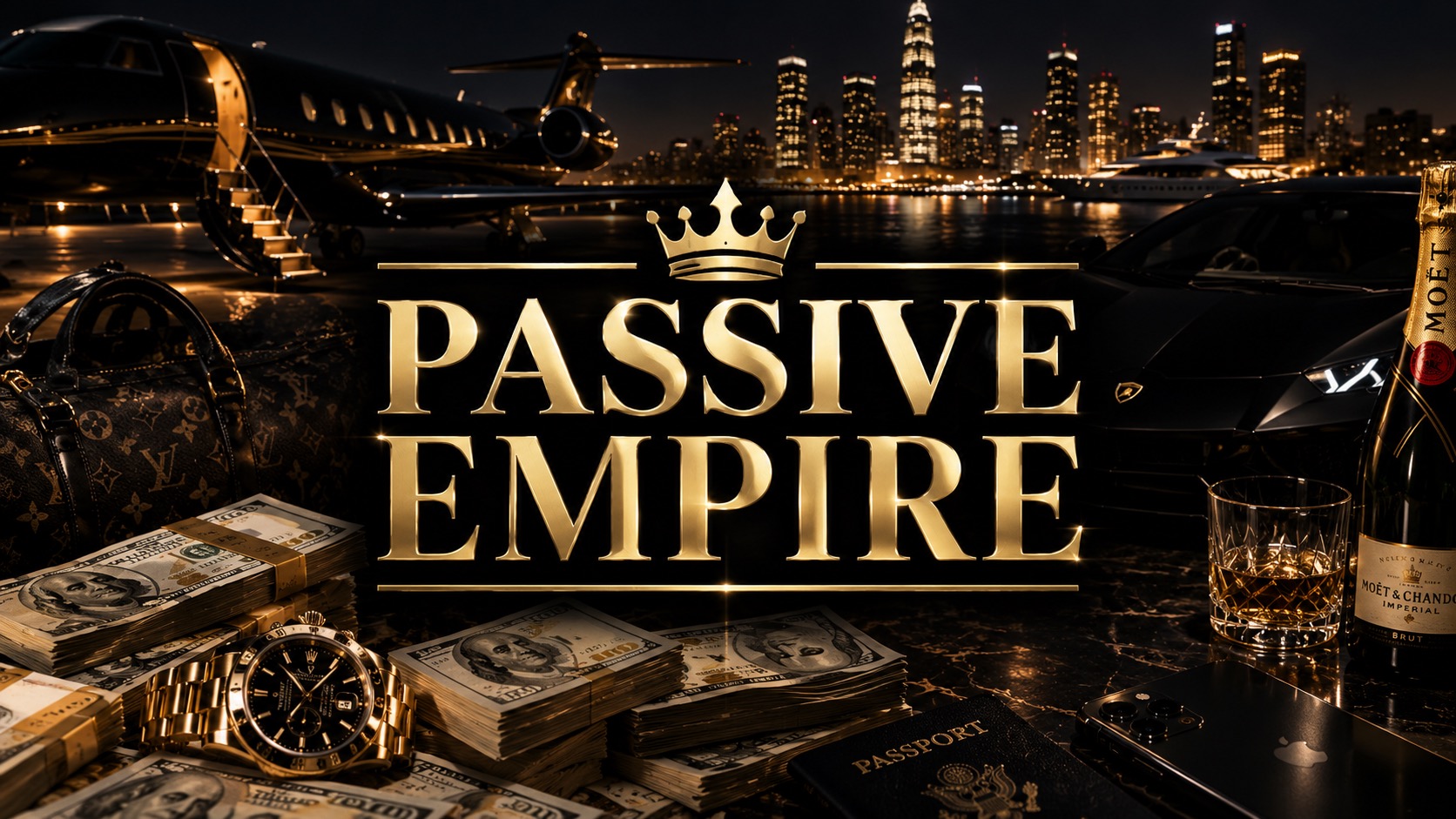 Passive Empire membership header showing luxury lifestyle branding